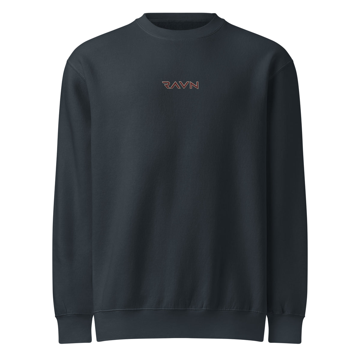 Saga Crewneck in navy, front view