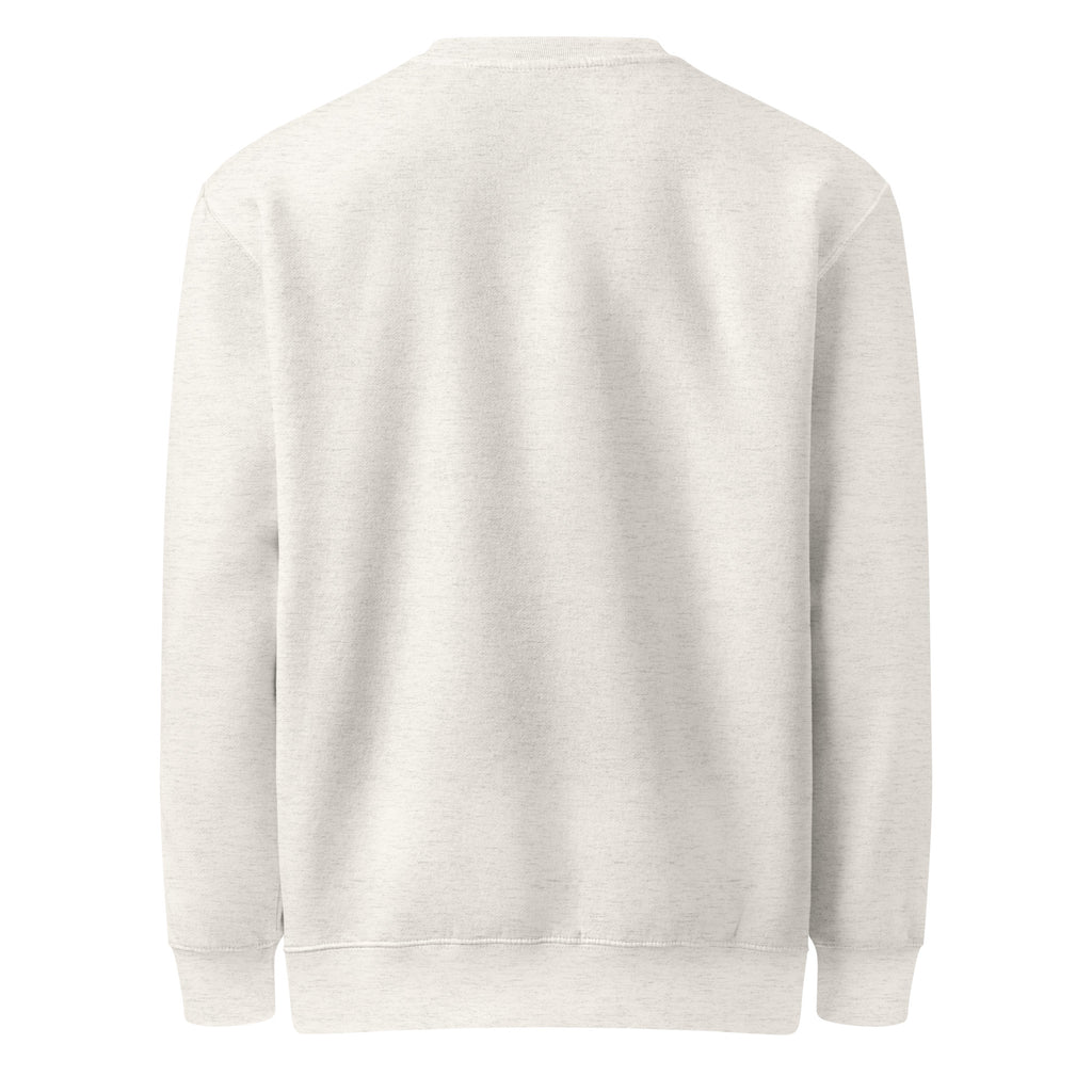 Sky Crewneck in oatmeal heather, back view