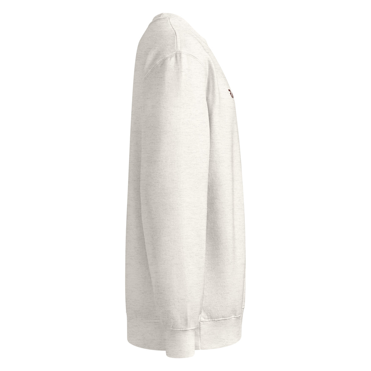 Sky Crewneck in oatmeal heather, right side view